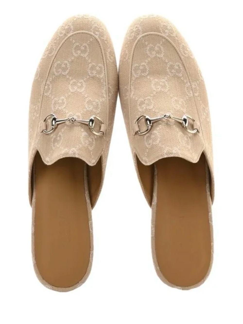 Gucci Princetown Beige GG Denim Horsebit Mule Slides NIB